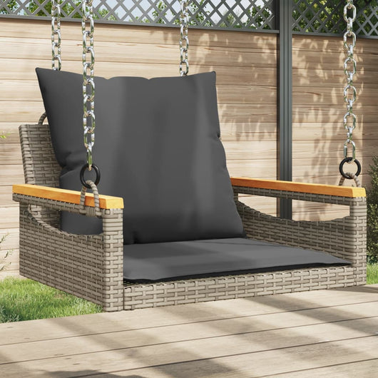 vidaXL Panchina Dondolo con Cuscini Grigia 63x62x40 cm in Polyrattan