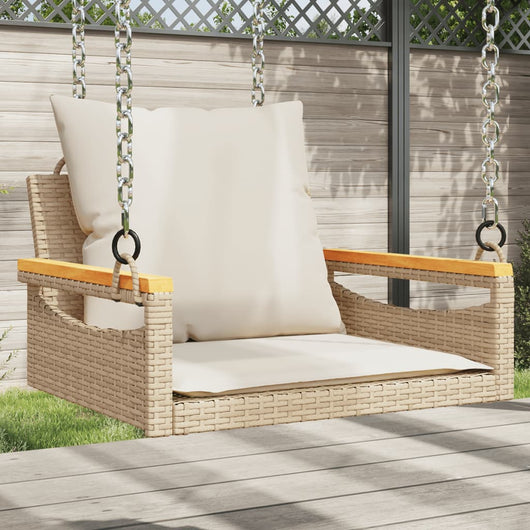 vidaXL Panchina a Dondolo con Cuscini Beige 63x62x40 cm in Polyrattan