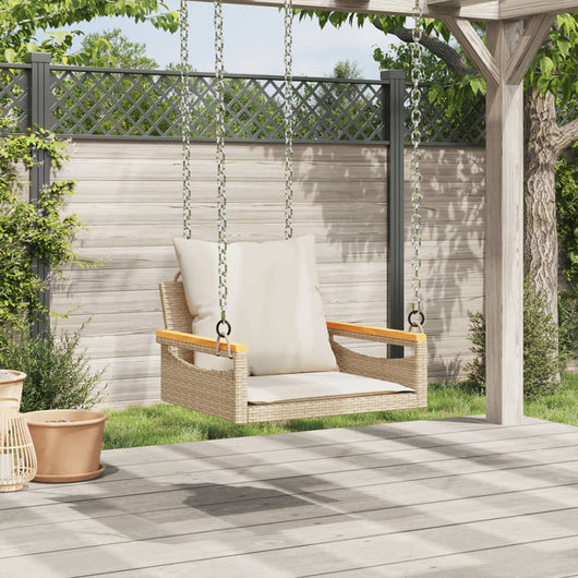 vidaXL Panchina a Dondolo con Cuscini Beige 63x62x40 cm in Polyrattan