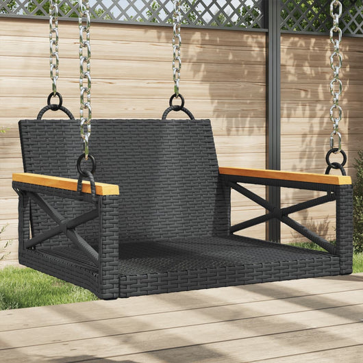 vidaXL Panchina a Dondolo Nera 63x62x40 cm in Polyrattan