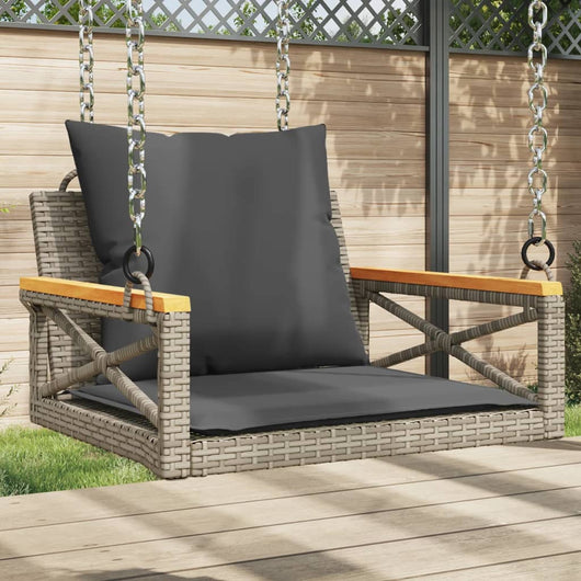 vidaXL Panchina Dondolo con Cuscini Grigia 63x62x40 cm in Polyrattan