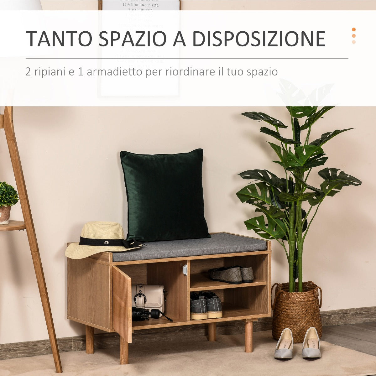 Mobile Scarpiera con Panca 80x40x49,5 cm in Legno Truciolare Naturale