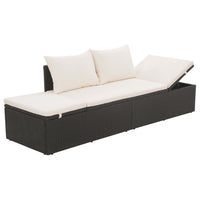 vidaXL Lettino da Giardino Nero 195x60 cm in Polyrattan