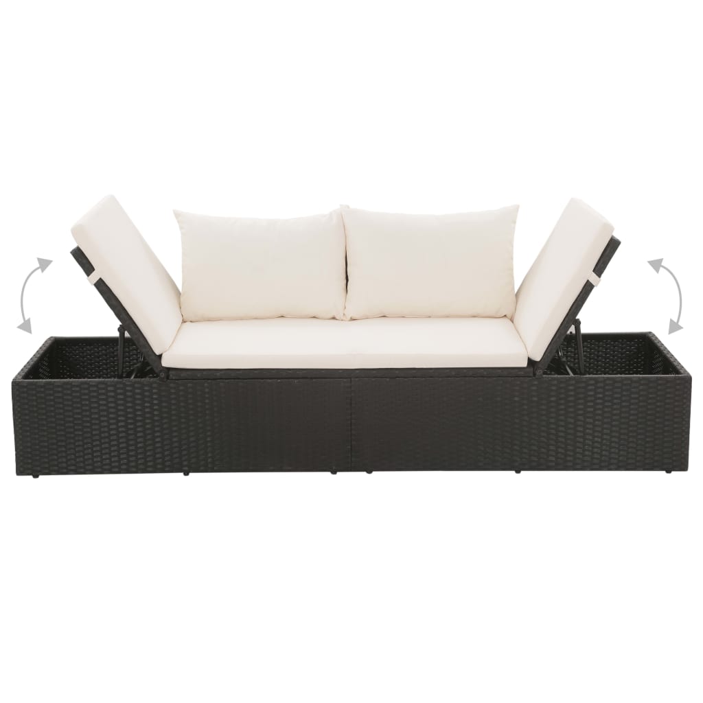 vidaXL Lettino da Giardino Nero 195x60 cm in Polyrattan