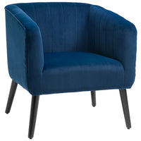 Poltroncina Imbottita 71x49x94 cm in Tessuto Vellutato Blu