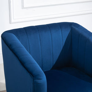 Poltroncina Imbottita 71x49x94 cm in Tessuto Vellutato Blu