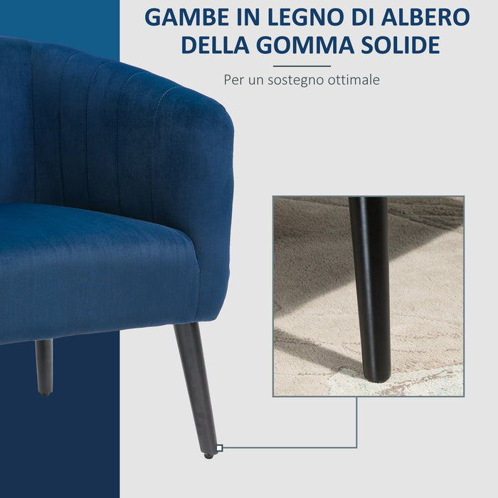 Poltroncina Imbottita 71x49x94 cm in Tessuto Vellutato Blu