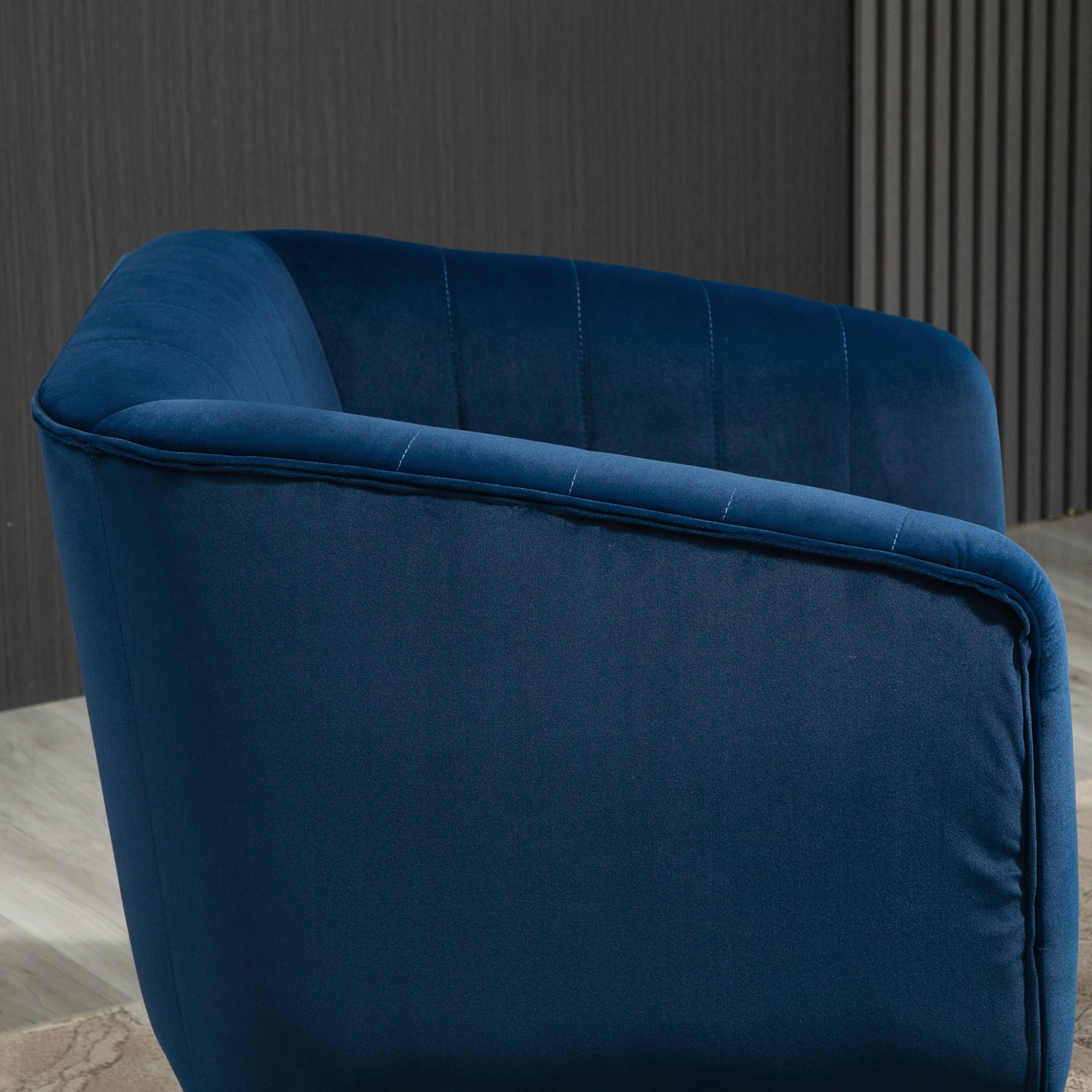 Poltroncina Imbottita 71x49x94 cm in Tessuto Vellutato Blu