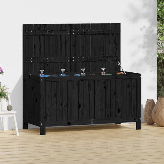 vidaXL Contenitore da Giardino Nero 121x55x64cm Legno Massello di Pino