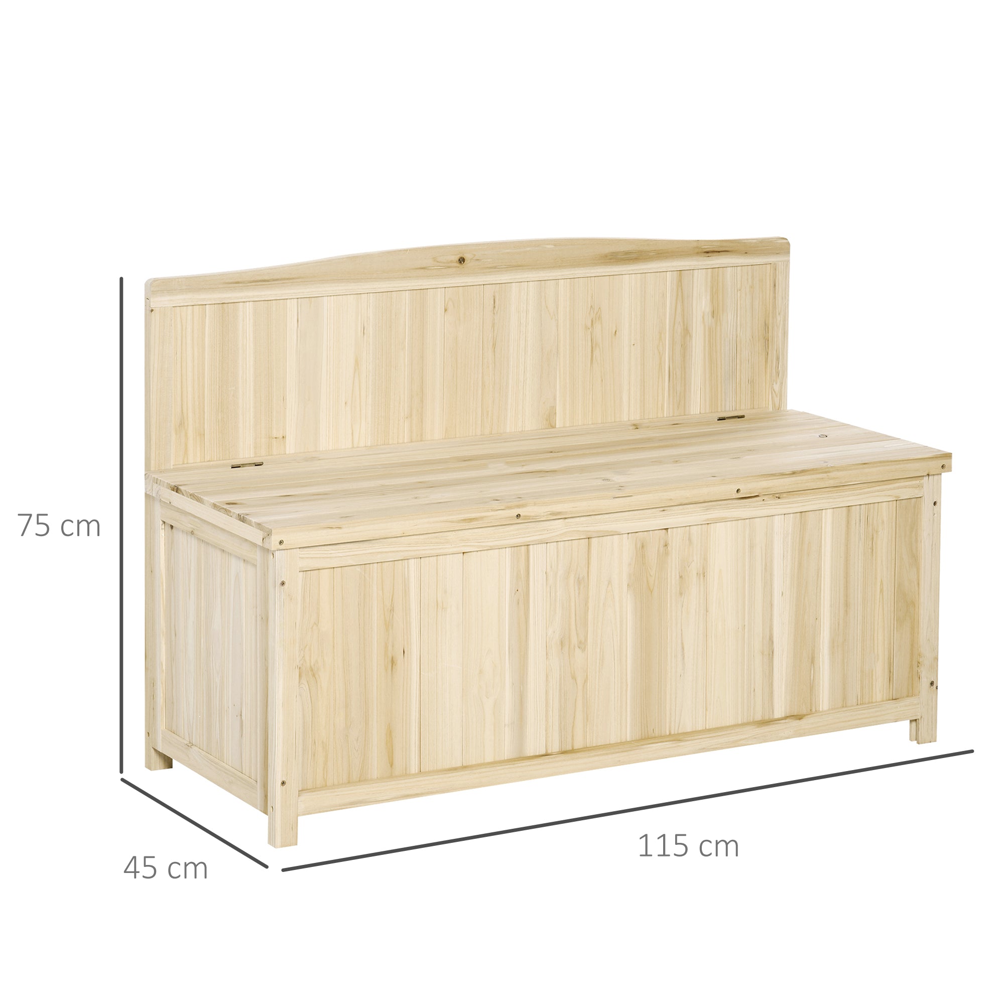 Panchina Contenitore da Giardino 115x45x75 cm in Legno Naturale