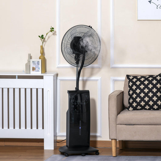 Ventilatore a Piantana Ø44,5 cm con Nebulizzatore ad Acqua e Telecomando Nero