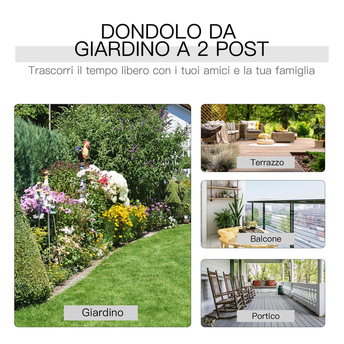 Dondolo 2 Posti da Giardino 81x148x100 cm con Tavolino in Ferro e Textilene Marrone