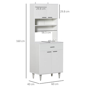 Credenza da Cucina 60x40x160 cm in Legno Bianco