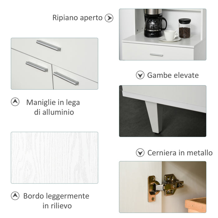 Credenza da Cucina 60x40x160 cm in Legno Bianco