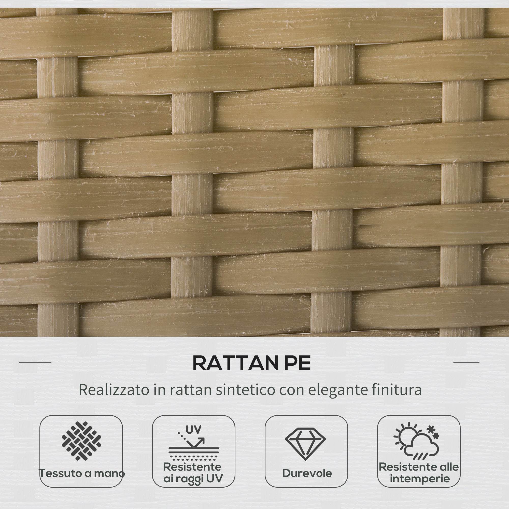 Set Salotto da Giardino Divano Angolare e Tavolino in Rattan Beige e Caffè