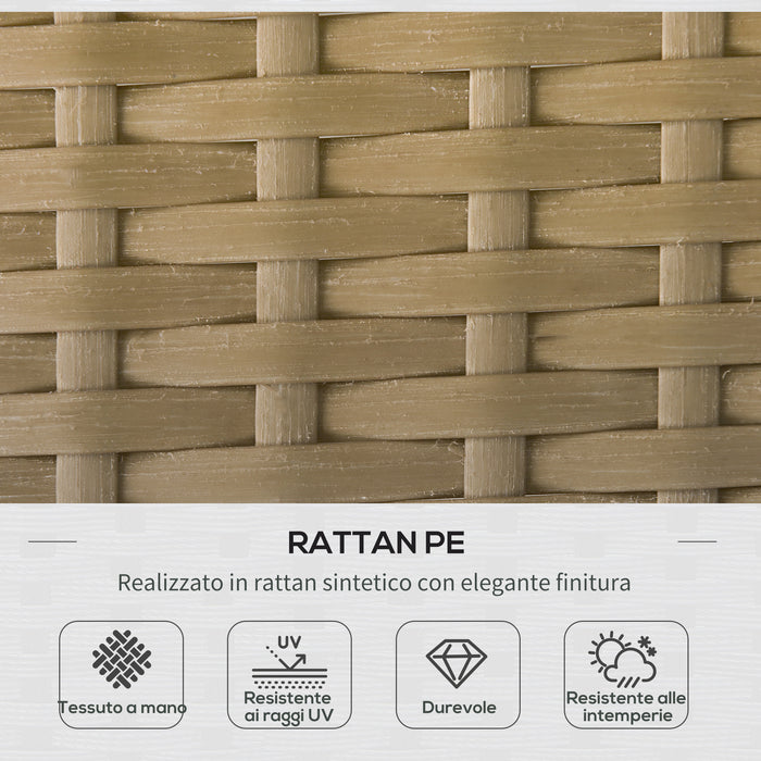 Set Salotto da Giardino Divano Angolare e Tavolino in Rattan Beige e Caffè