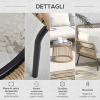 Set Salotto da Giardino Divano Angolare e Tavolino in Rattan Beige e Caffè