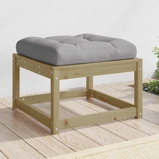 vidaXL Poggiapiedi da Giardino con Cuscino in Legno Impregnato di Pino