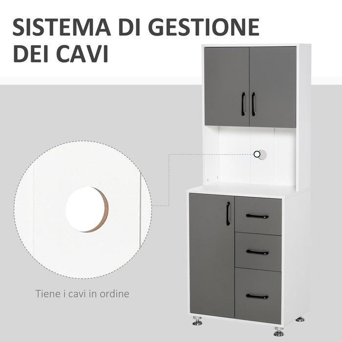 Credenza da Cucina 60x40x150 cm in Legno Truciolare Grigio e Bianca