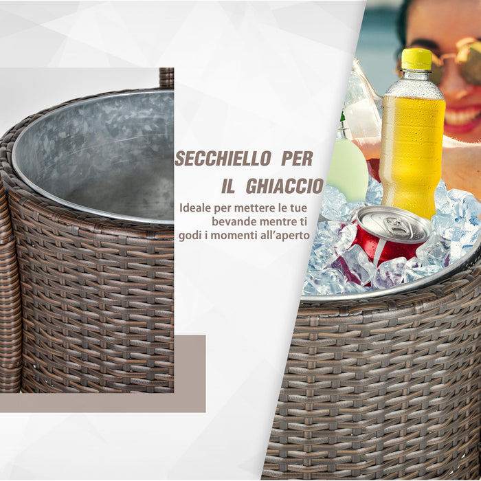 Set Tavolino con 4 Sedie da Giardino in Rattan Sintetico Marrone