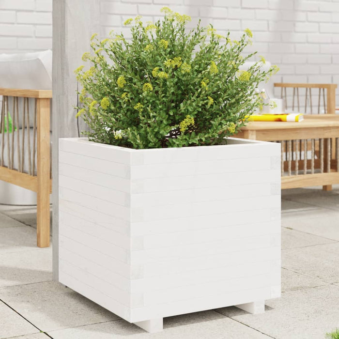 vidaXL Fioriera da Giardino Bianca 50x50x49,5cm Legno Massello di Pino