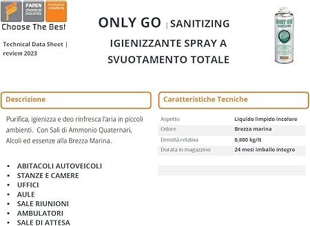 IGIENIZZANTE E DEODORANTE SPRAY PER AMBIENTI E SUPERFICI ONLY GO Brezza Marina - 200 ml