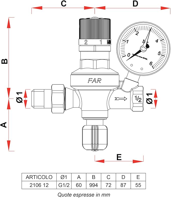 GRUPPO DI RIEMPIMENTO AUTOMATICO CON MANOMETRO FAR 1/2" MF