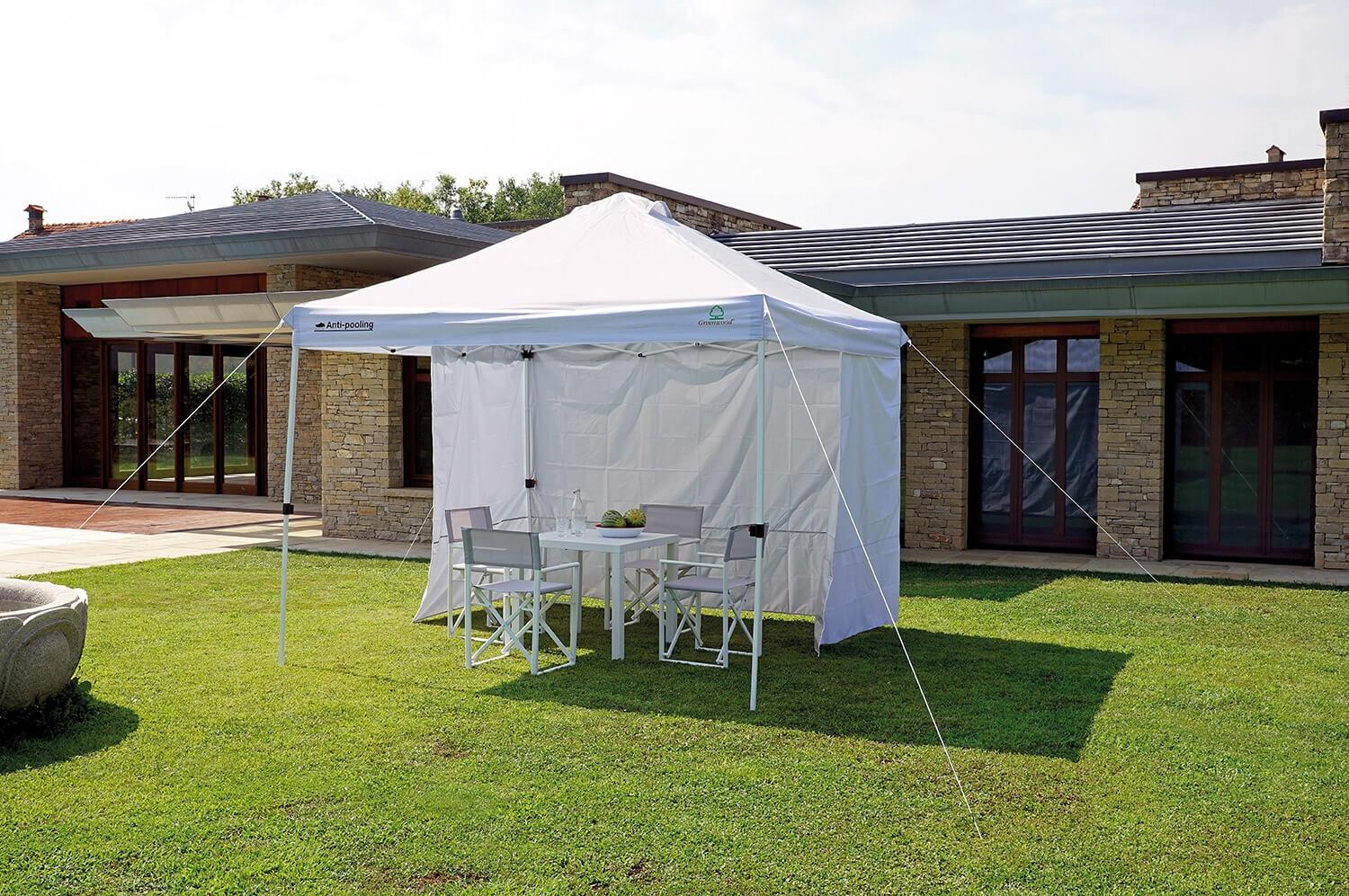 Gazebo Pieghevole da Giardino in Ferro 3x3m Bianco