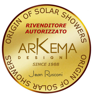 Doccia Solare da Esterno Giardino 40L Miscelatore e Lavapiedi Arkema Dada Fascia Inox Cherry