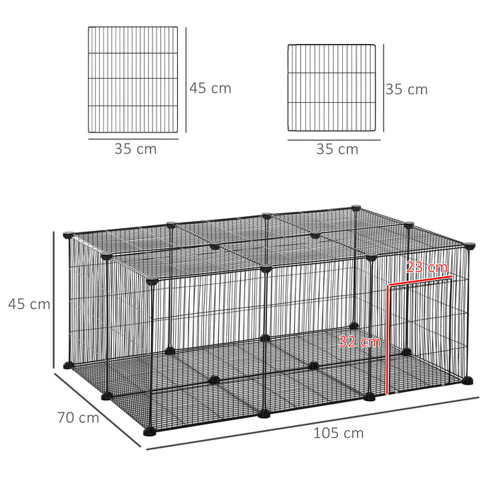 Gabbia per Conigli 105x70x45 cm in Metallo Nero