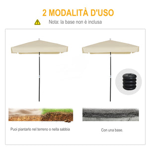 Ombrellone da Giardino 2x2m in Matallo e Poliestere Bianco Crema