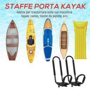 Set 2 Staffe Porta Kayak 46x16,5x47 cm Attacco Universale per Portapacchi Nere