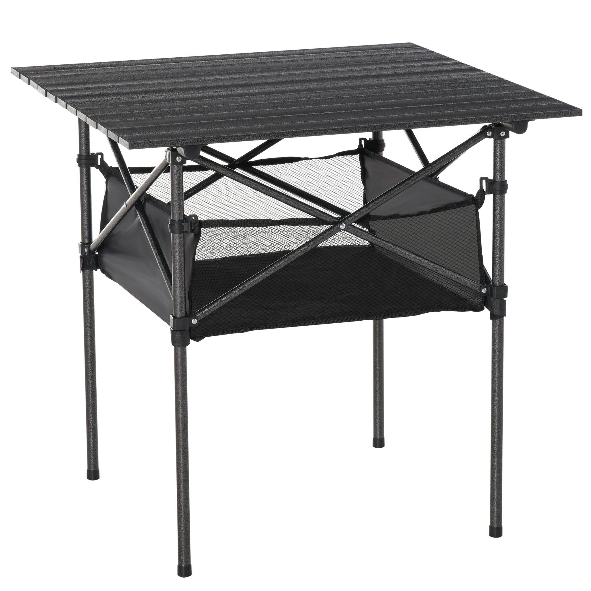 Tavolo Pieghevole da Campeggio 70x70x69 cm in Alluminio Nero