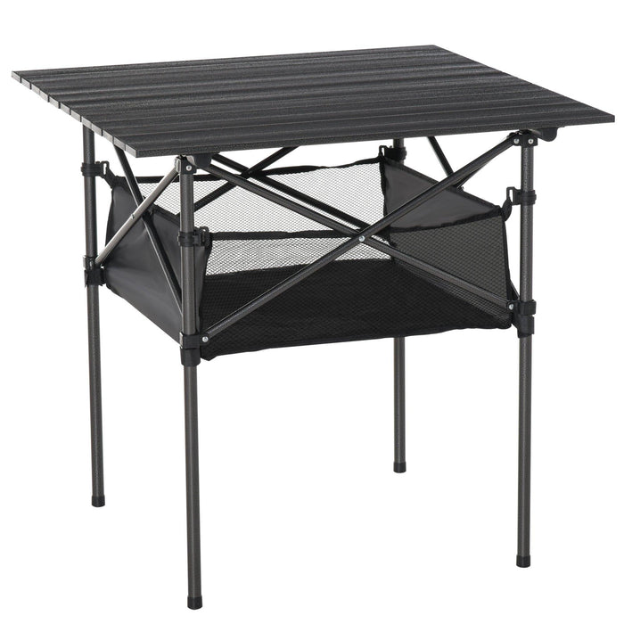 Tavolo Pieghevole da Campeggio 70x70x69 cm in Alluminio Nero