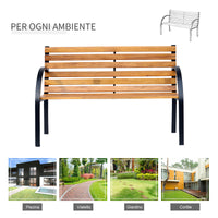 Panca da Giardino 2 Posti 122x60x80 cm in Legno e Acciaio Nero