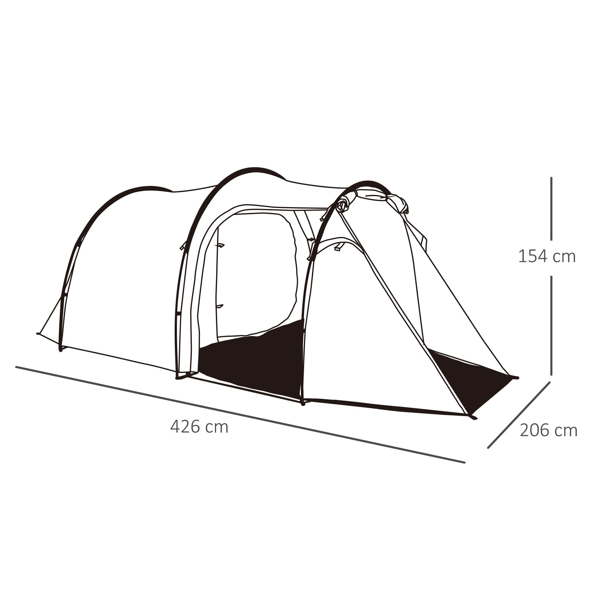 Tenda da Campeggio 4 Persone 426x206x154 cm con Vestibolo Verde