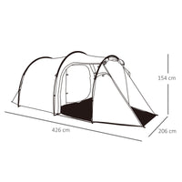 Tenda da Campeggio 4 Persone 426x206x154 cm con Vestibolo Verde