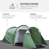 Tenda da Campeggio 4 Persone 426x206x154 cm con Vestibolo Verde