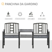 Panchina 2 Posti da Giardino 165x52x83 cm con Tavolino Nera