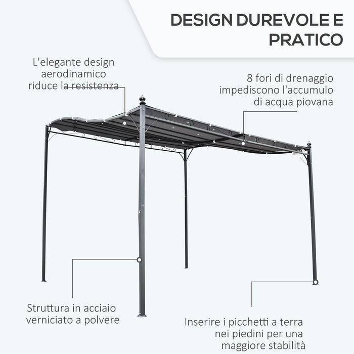 Pergola da Giardino 3x3m in Metallo e Poliestere Grigio