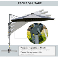 Ombrellone da Giardino Decentrato Ø3m inAlluminio e Poliestere Grigio Scuro