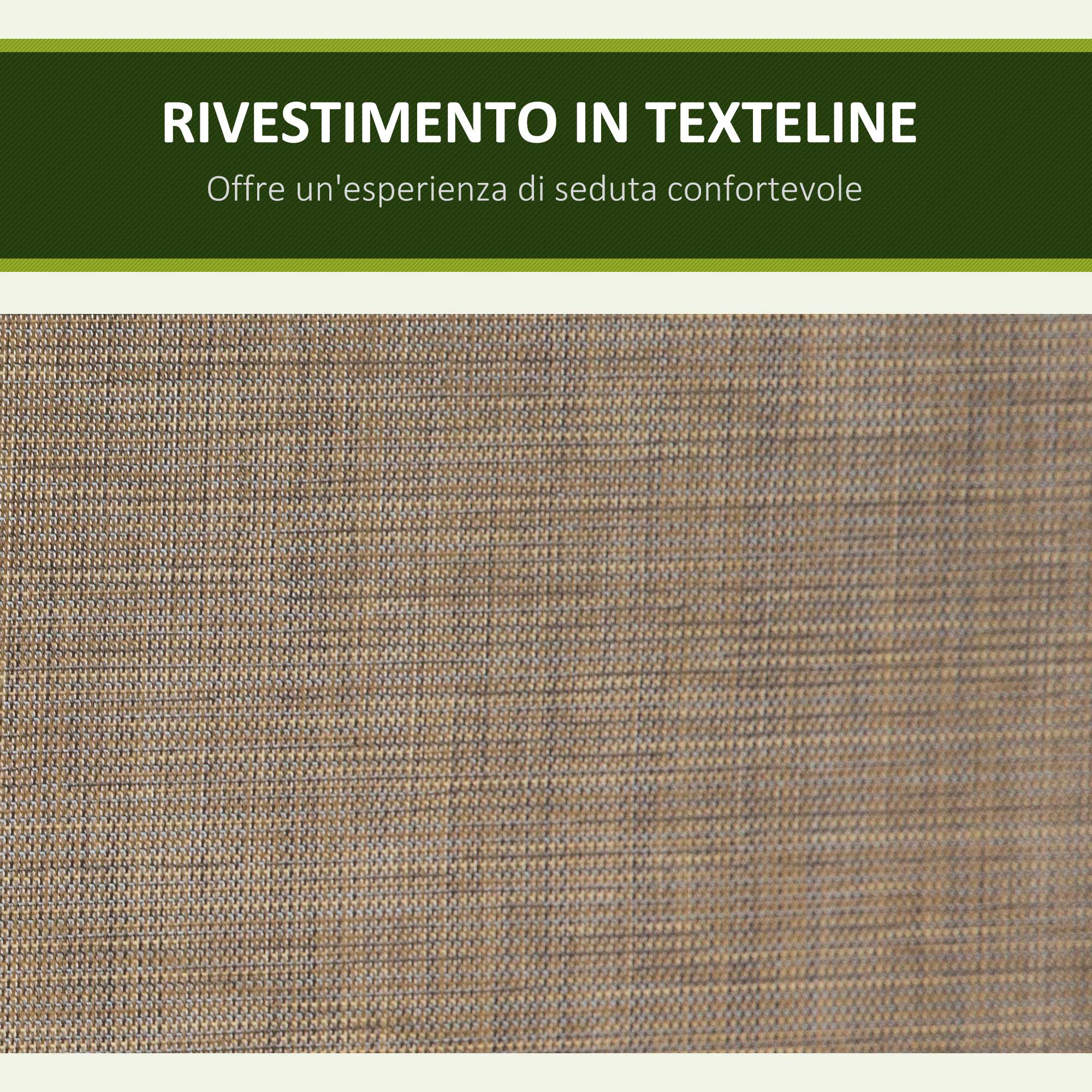 Dondolo 3 Posti da Giardino 196x128x172 cm in Metallo e Textilene Marrone