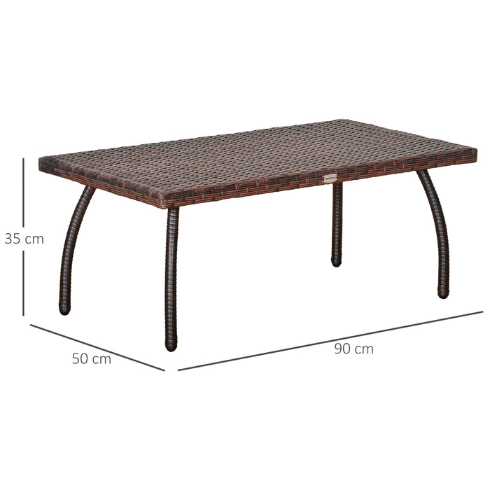 Tavolino Basso da Giardino 90x50x35 cm in Rattan Marrone