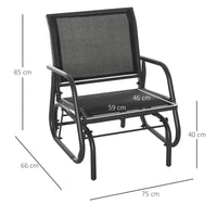 Sedia a Dondolo da Giardino 75x66x85 cm in Metallo e Textilene Nero