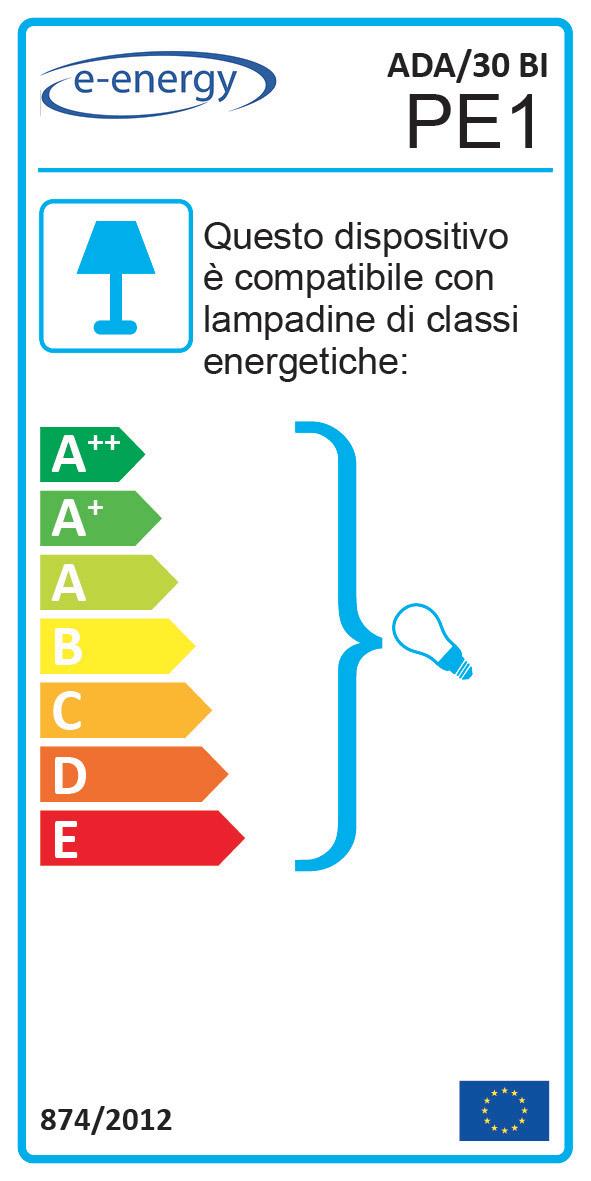 Plafoniera 1xE27 Ganci Cromo Vetro Graffio Bianco E-Energy Ada