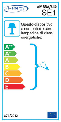 Sospensione D40 1xE27 Montatura Marrone Ramato Vetro Ambra-Verderde  E-Energy Ambra