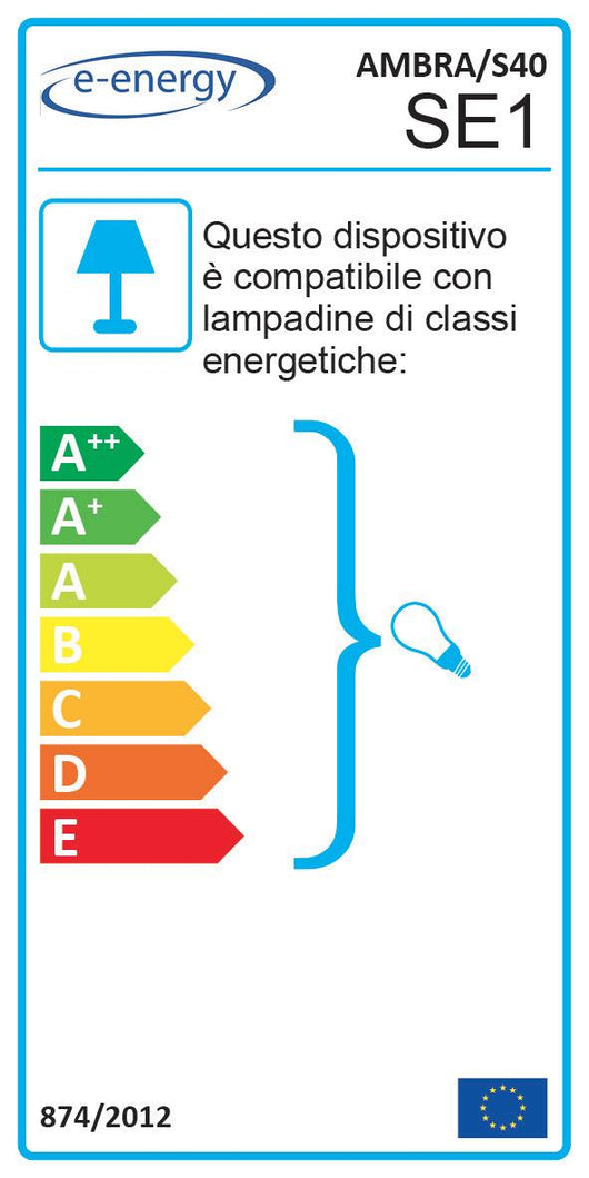 Sospensione D40 1xE27 Montatura Marrone Ramato Vetro Ambra-Verderde  E-Energy Ambra