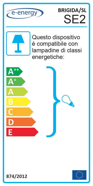 Saliscendi Ø41 cm 1xE27 Montatura Bianca Vetro Lastra Bianco E-Energy Brigida