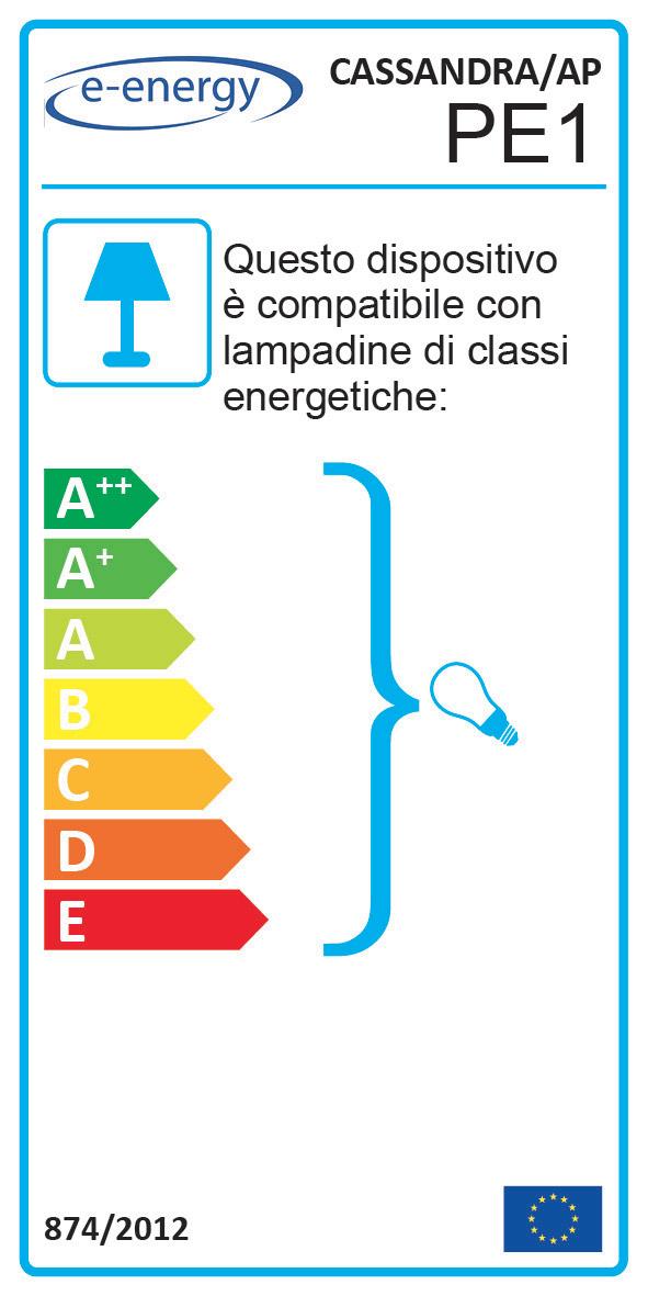 Applique 1xE27 Ganci Cromo Vetro Lastra Diamantino Serigrafato Bianco E-Energy Cassandra