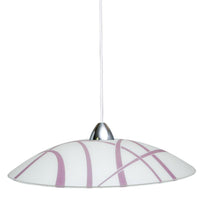 Sospensione D50 1xE27 Montatura Bianco-Cromo Vetro Lastra Bianco-Viola E-Energy Dario